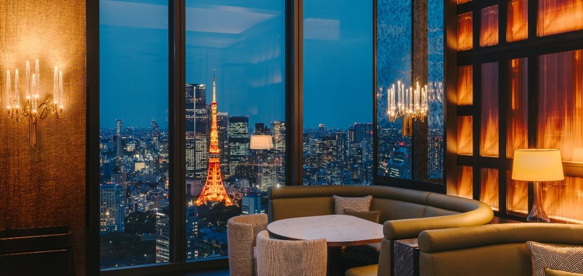 The view of Tokyo Tower from Fairmont Tokyo in Japan