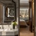 The Hong Kong Suite viewed from the bathroom and through the bedroom to the views of Victoria Harbour beyond